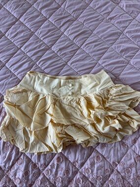 Ruffled Tiered Yellow Mini Skirt